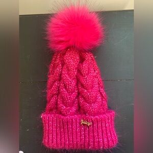 Juicy Couture Pink Knit Hat with Pom Pom